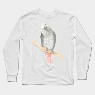 gris d'Afrique watercolor african grey parrot Long Sleeve T-Shirt